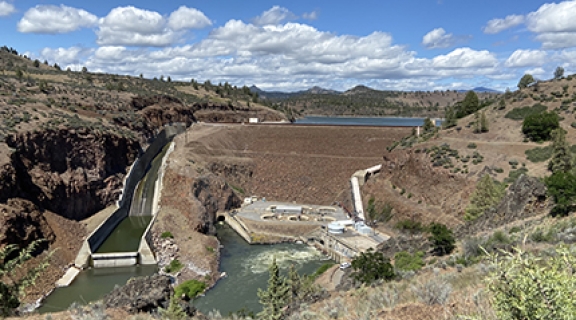 Iron Gate Dam, an earthfill hydroelectric dam on the Klamath River in northern California