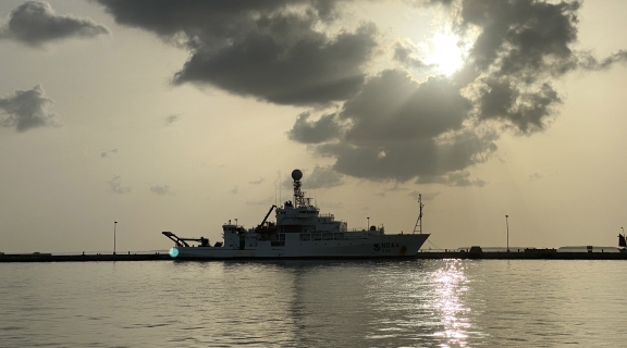 NOAA Ship Ronald Brown water in foreground